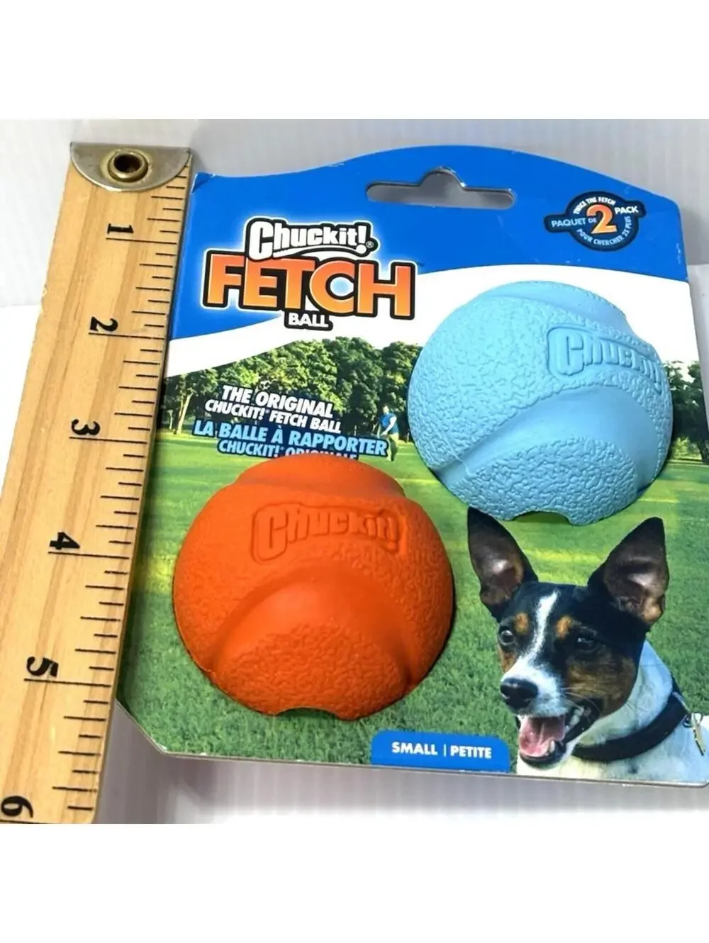 Chuckit Fetch Balls 2pk Small Orange Blue Durable Dog Toy Rubber Fetch Play NEW